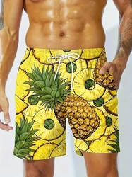 Men's Beach Shorts 3D Print Cartoon Pineapple Graphic Shorts Swim Trunks Summer New Quick Dry Holiday Harajuku Hawaiian Shorts