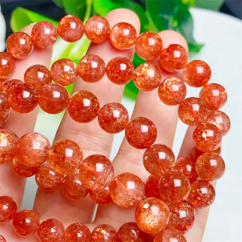 Natural Golden Strawberry Quartz Faceted Beads Bracelets Women Lucky Healing Crystal Strand Bangles Lovers Girlfriend Jewelry