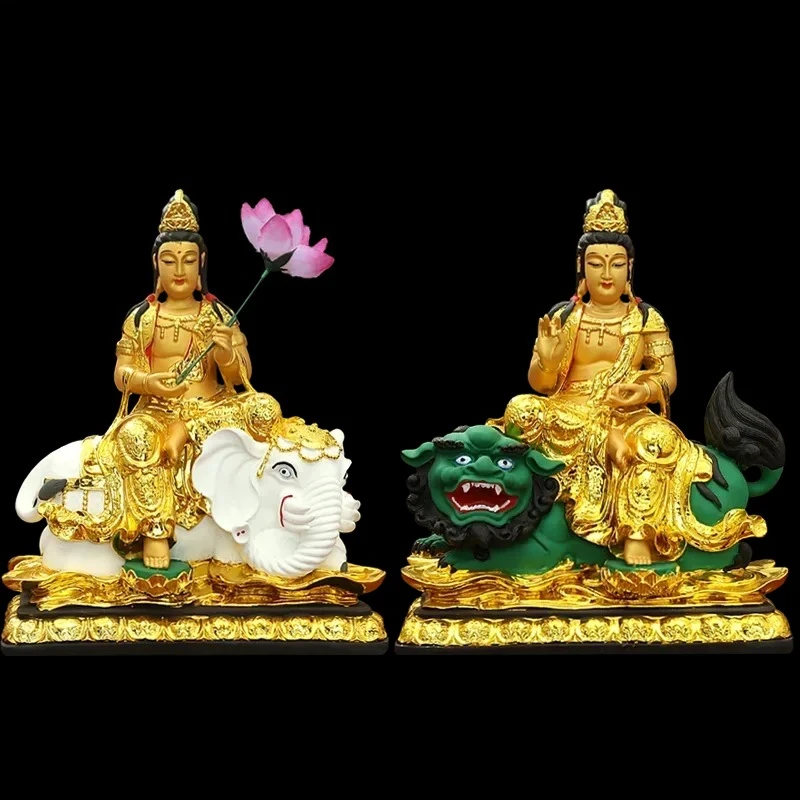 1PCS resin fiberglass 12 inch Bodhisattva Buddha statue household temple feng shui ornaments