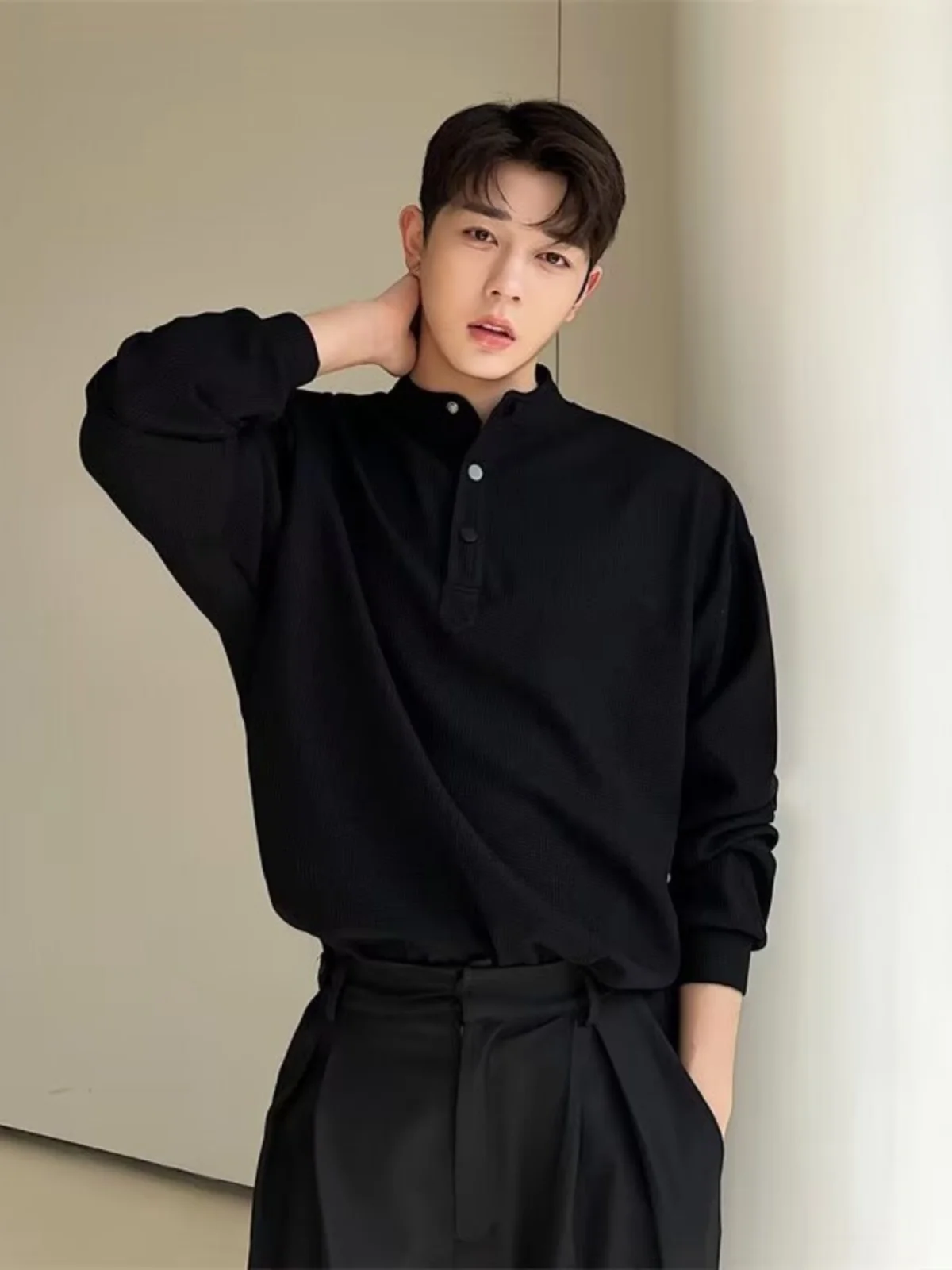 

Harajuku Style Men's Sweatshirt Spring Autumn Simple Korean Loose Fashion Top Coat Casual Long Sleeve round Neck Color