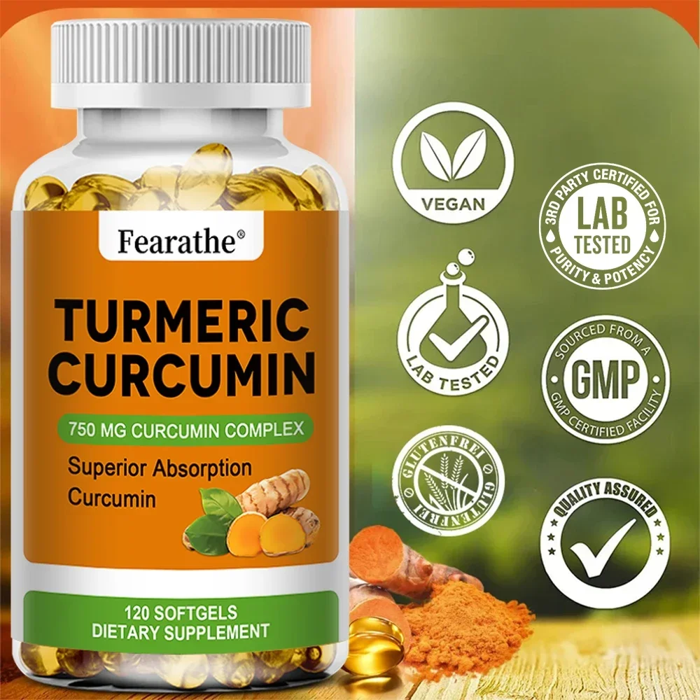 Turmeric Curcumin Capsules, Black Pepper Natural Joint Support - Relieve Joint Pain, Support Brain Health & Heart Health Support