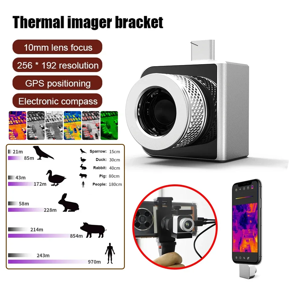 Thermal Imager Night Vision Thermal Camera 1-4X Magnification Infrared Image 970m Thermal Hunting Scope for Android Type C