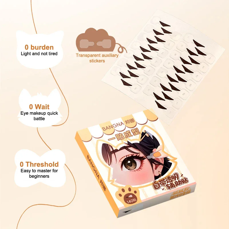 140Pcs/Box Water Resistant Eyeliner Stamp Stickers With Handle One-stick Molding Easy To Use Waterproof Sweat Resistant Sweat