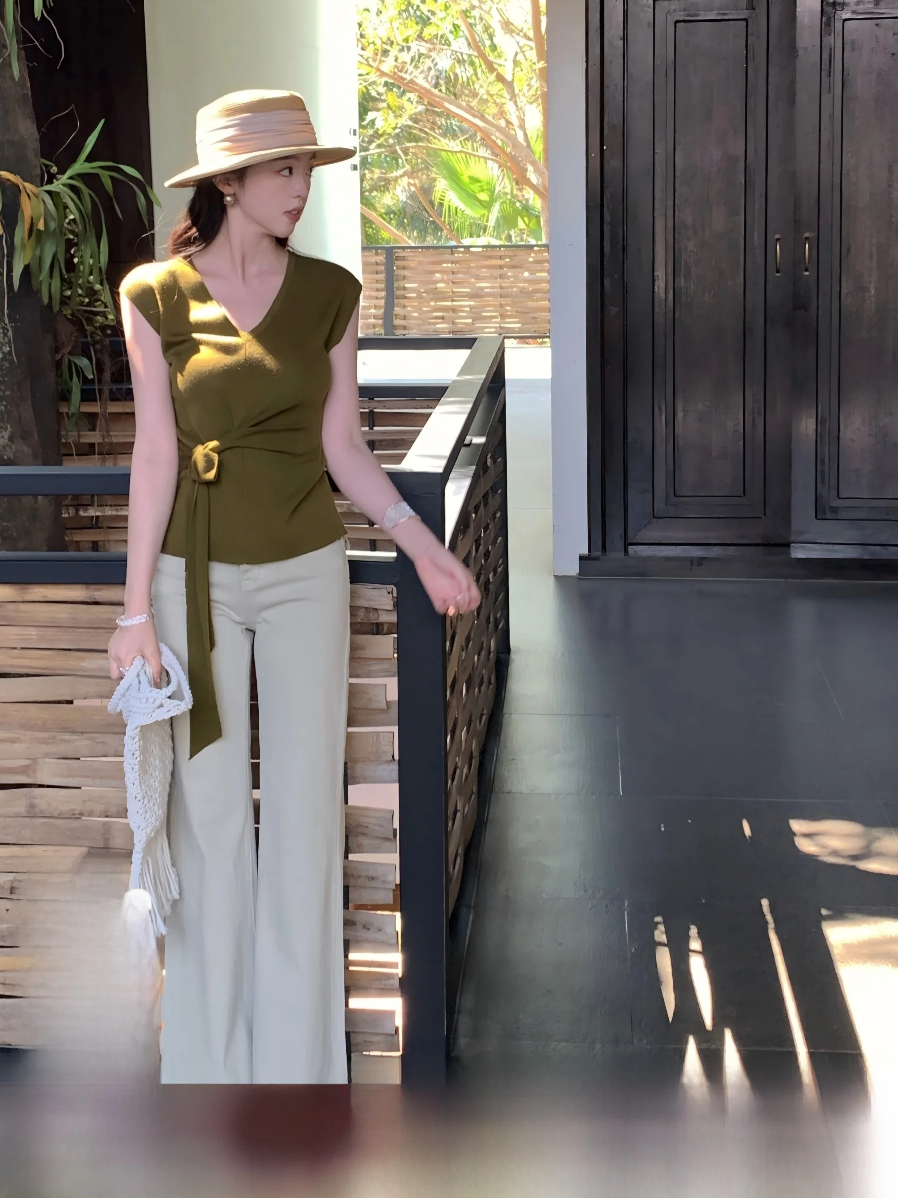 

High Waist Straight Leg Stretchy Casual Denim Jeans Ele Versatile SYT Beige Casual High Waist Stretchy Straight Leg Jeans