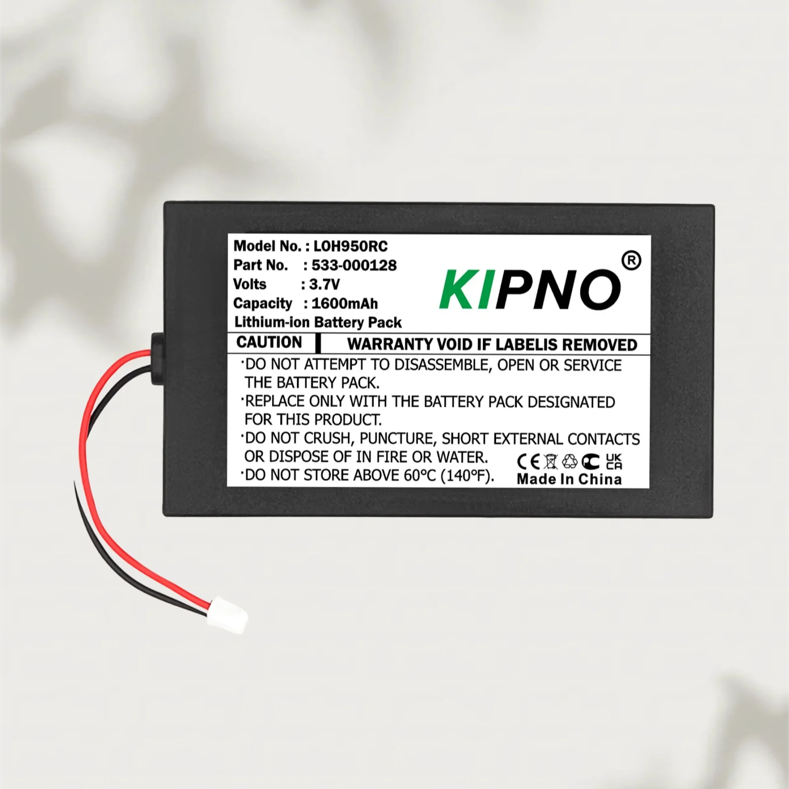 

Battery KIPNO 1600mAh Replacement for Logitech 915-000257 915-000260 Elite Harmony 950 533-000128 623158