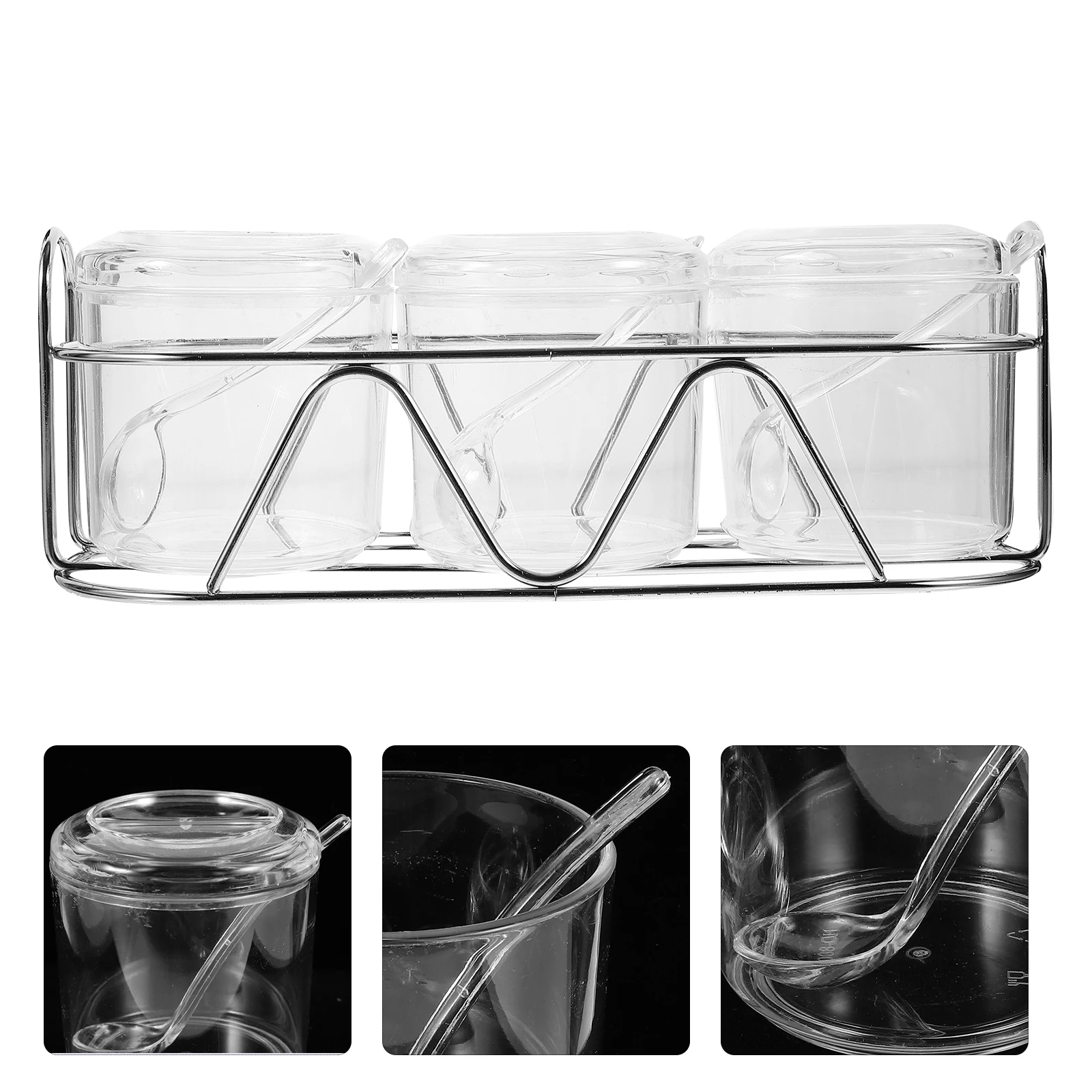 

3 Piece Seasoning Jar Set Transparent Acrylic Cans Kitchen Supplies Condiment Bottles Spice Box Storage ganizer