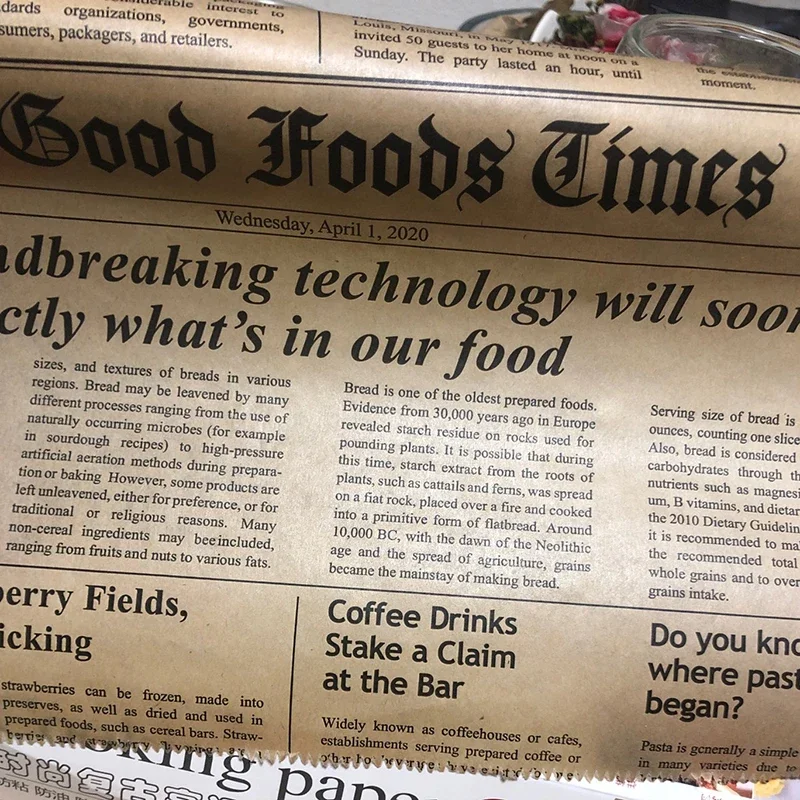 الرجعية الإنجليزية صحيفة الغذاء الملحقات للخبز المطبخ الغذاء الصف الشحوم ورقة الخبز ساندويتش برغر البطاطس المقلية مغلفة كوكي