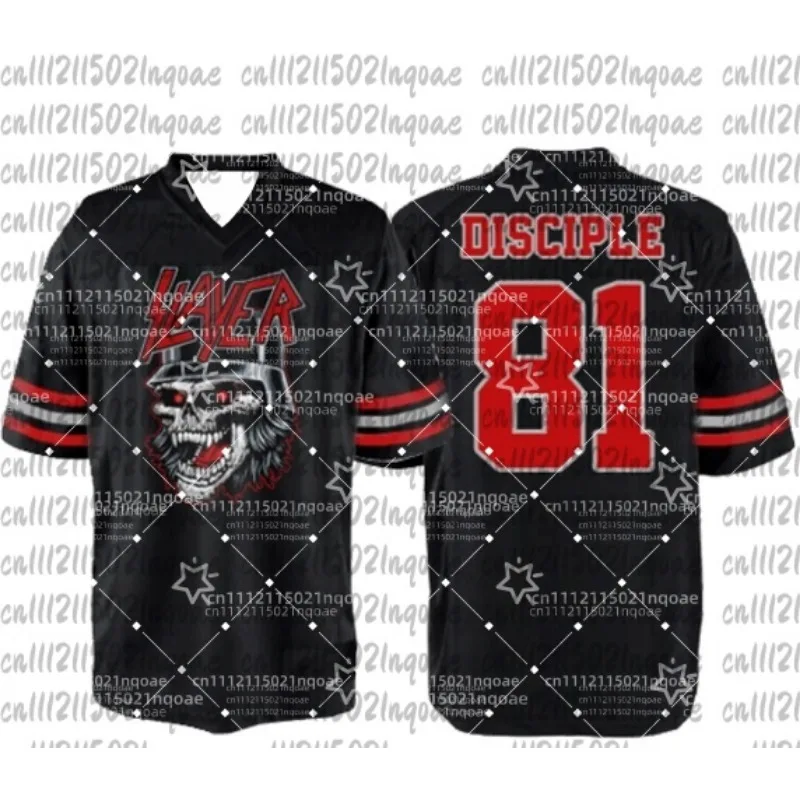 2026 Trendy DISCIPLE 81 Baseball Jersey Black Red Rock Band Skull Graphic Short Sleeve Casual Collection Fashion Casual Top