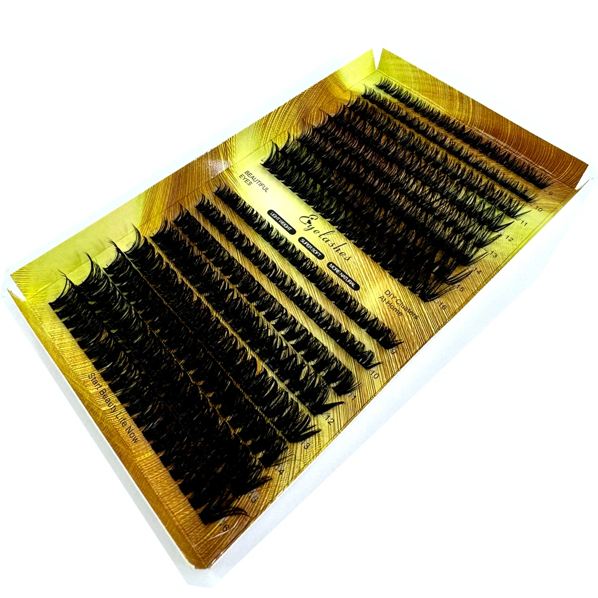 Extensions de Cils Individuels Longs, 9-16mm, 320 Pièces, Grappes, Aspect Naturel, Mixte, DIY