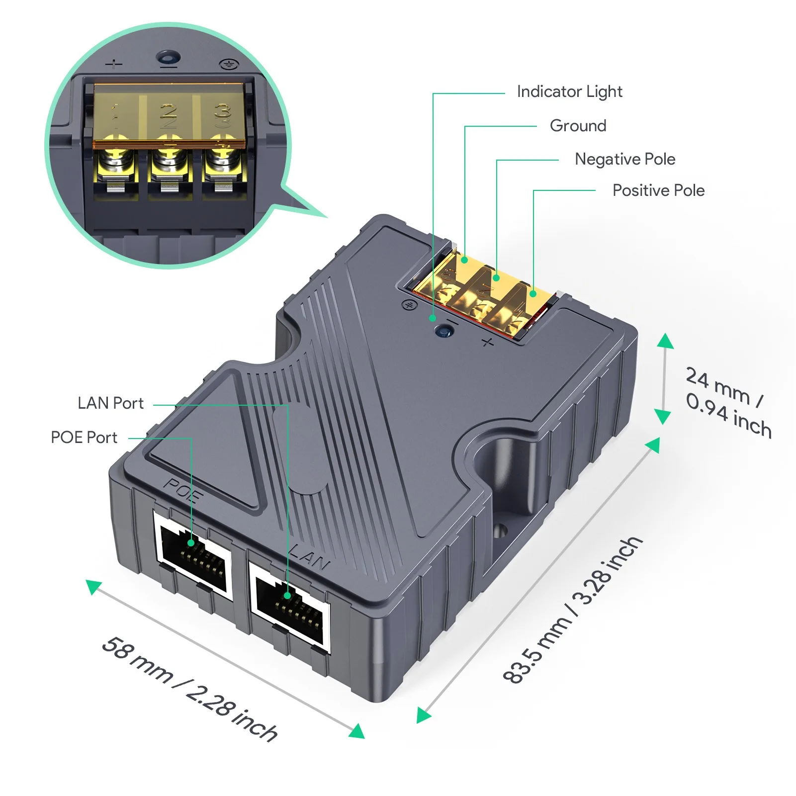 PoE Injector 48‑57V 3A 10, 100, 1000mb/s Passive ABS Surge ESD Protection 150W with LAN for Starlink Internet Kit Satellite