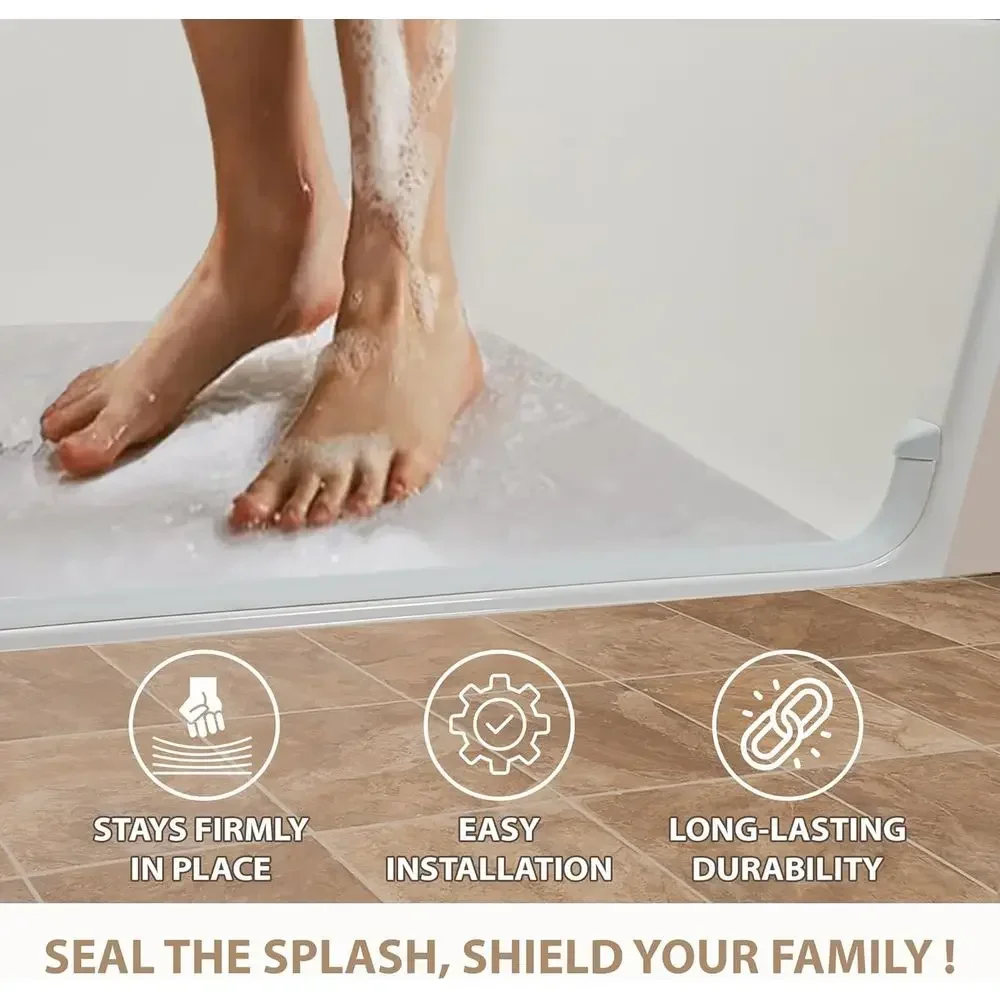 Adjustable Shower Threshold Barrier with Wheelchair Access and Splash Guard, 66