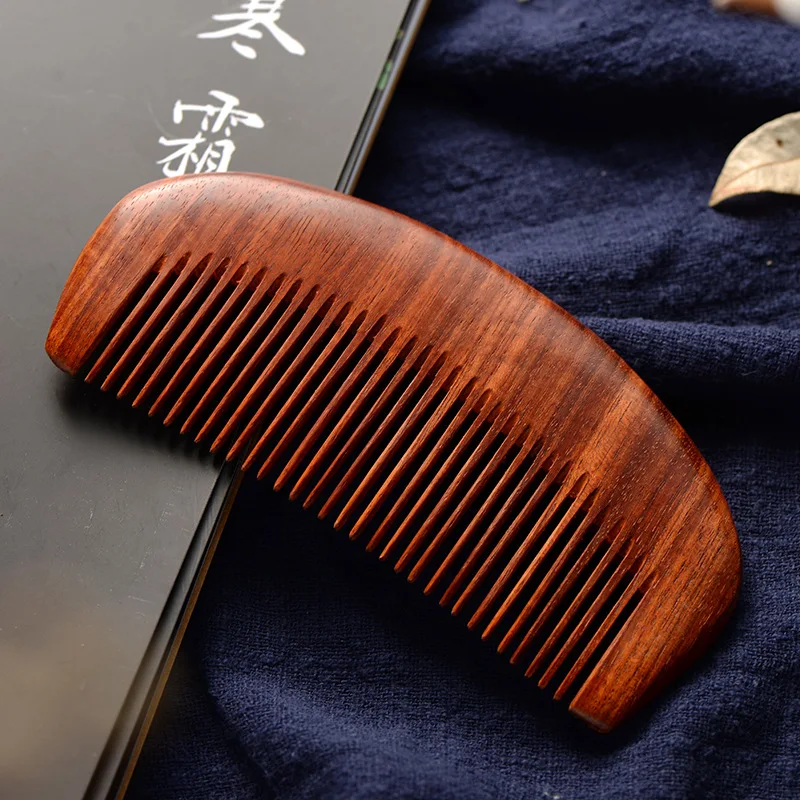 Red Sandalwood African Pterocarpus Santalinus Old Materials Wood Comb Anti-Static Massage Comb Lettering Personality