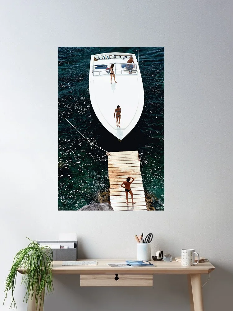 Retro Poolside Host Luxury Lifestyle By Slim Aarons, Print Art Canvas Poster, For Living Room Decor, Home Wall Picture
