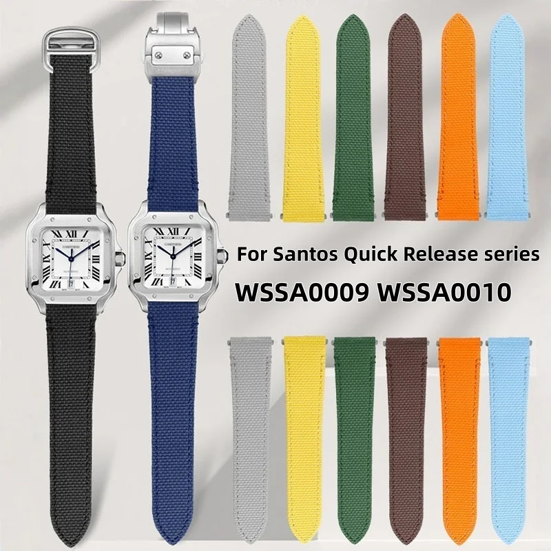 19mm 21mm FKM Rubber for Cartier Santos Quick Release Watch Strap Men's Quick Release WSSA0009 WSSA0010 Fluororubber Watchband