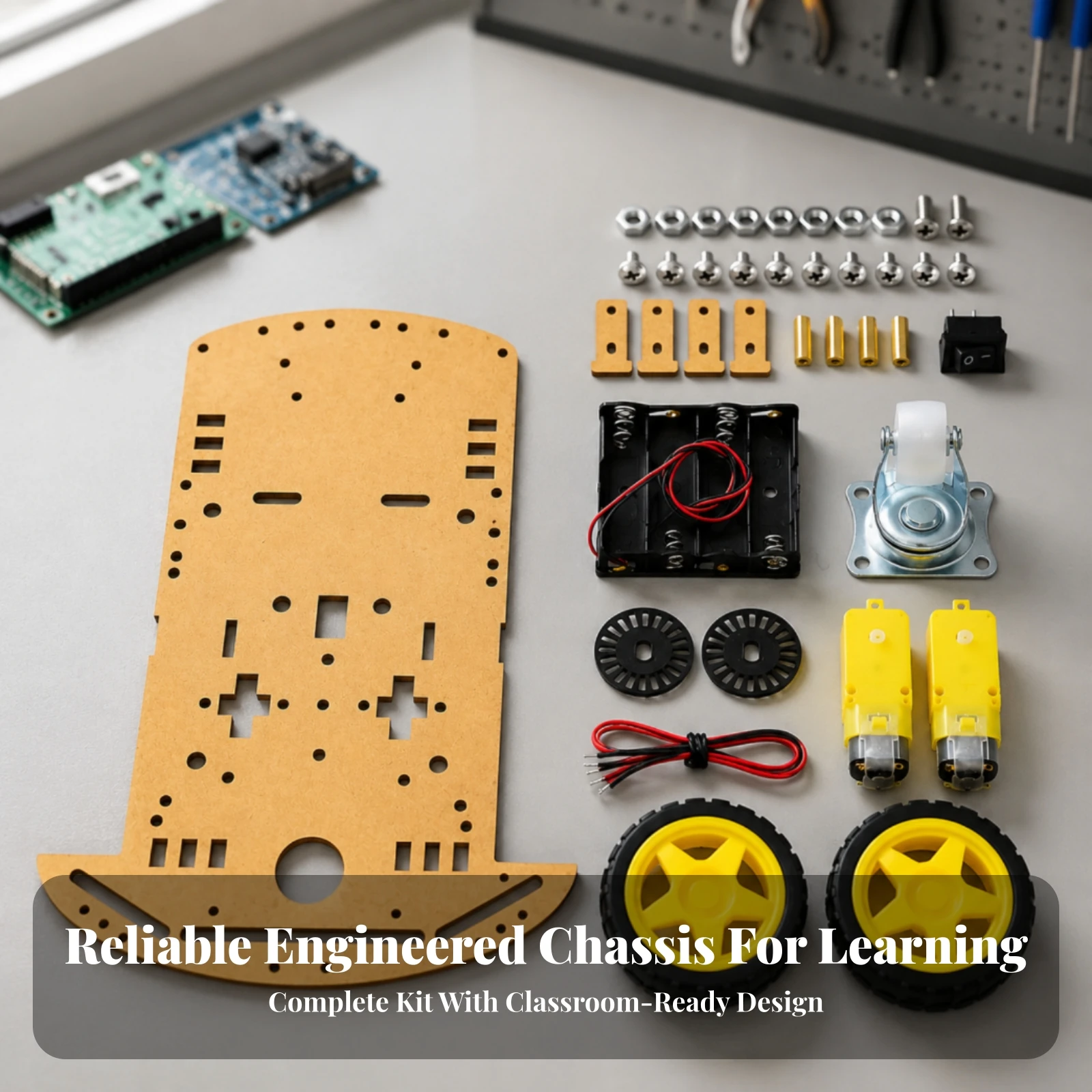 DIY Robot Car Chassis Kit STEM Robot Car Chassis Kit with Rotary Sensor Easy to Assemble Compact for Hobbyists, Coding Projects