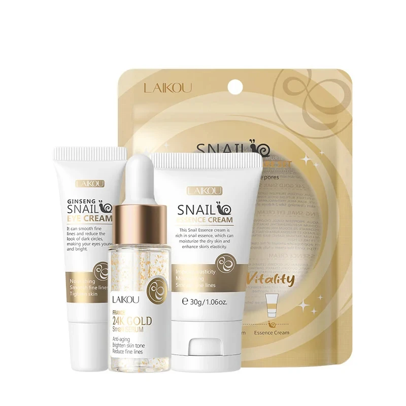 3pcs/set LAIKOU 24K Golden Vitamin C Sakura Skin Care Sets Face Cream Serum Eye Cream Moisturizing Face Care Kit