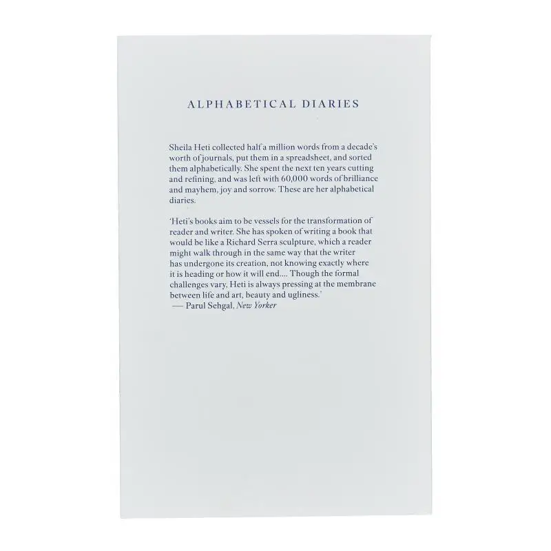 Alphabetical Diaries Sheila Heti Fitzcarraldo Editions 9781804270776 Book