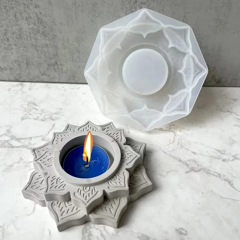 

DIY Crystal Epoxy Resin Mould High Mirror Irregular Pattern Flower Candle Candle Holder Lotus Silicone Mould