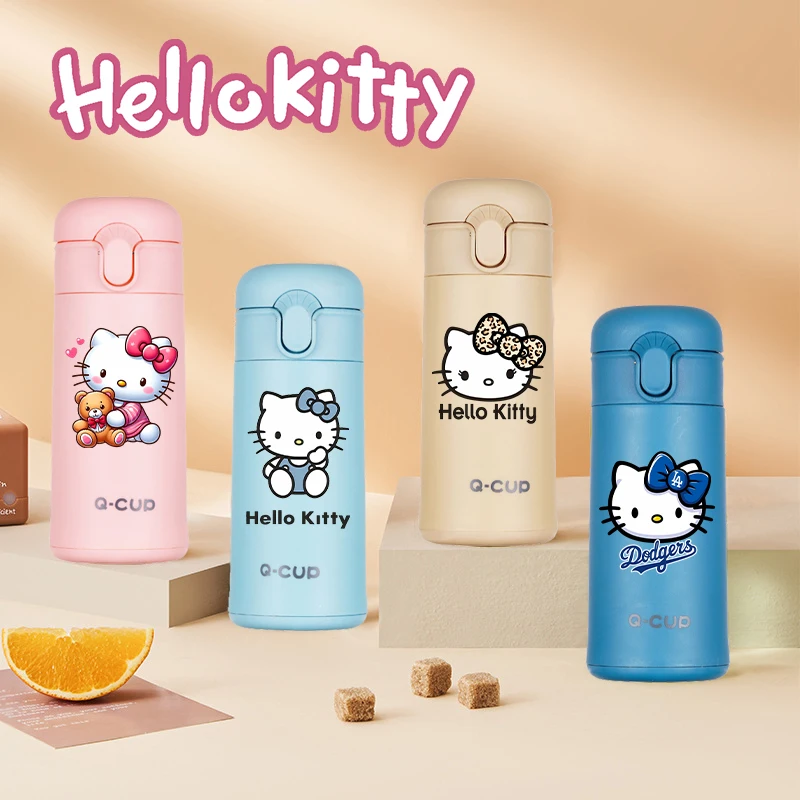 

400 мл Sanrio Hello Kitty цветная стеклянная бутылка для воды, милый мультяшный пресс-бутылка с крышкой, чайник для напитков, модный студенческий подарок на день рождения