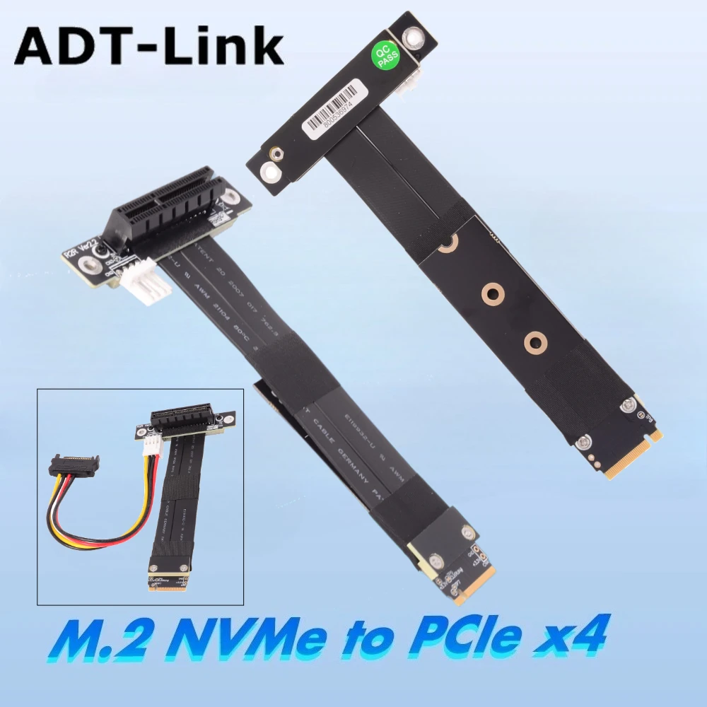 

ADT-Link PCIe x4 3.0 Удлинительный кабель PCI Express 4x для M.2 NVMe M Key 2280 Перемычка адаптера Riser Card Линия удлинителя Gen3.0 32 Гбит/с