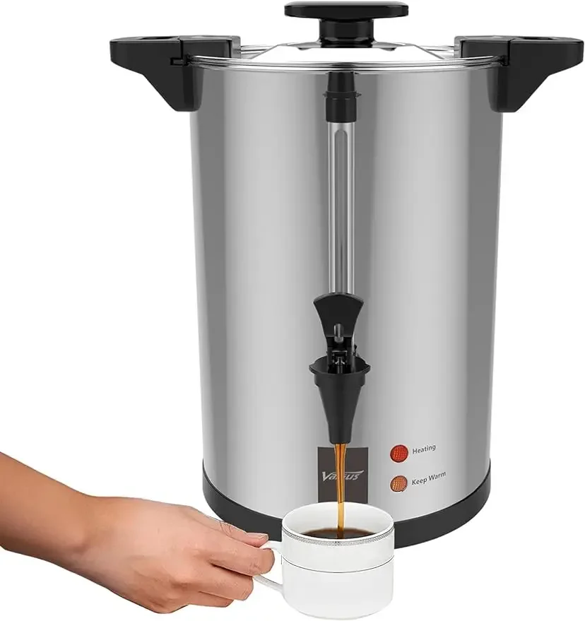 Commercial Stainless Steel Coffee Urn 135-Cup 20L Capacity Coffee Maker Hot Water Urn Percolator Automatic Temperature Control