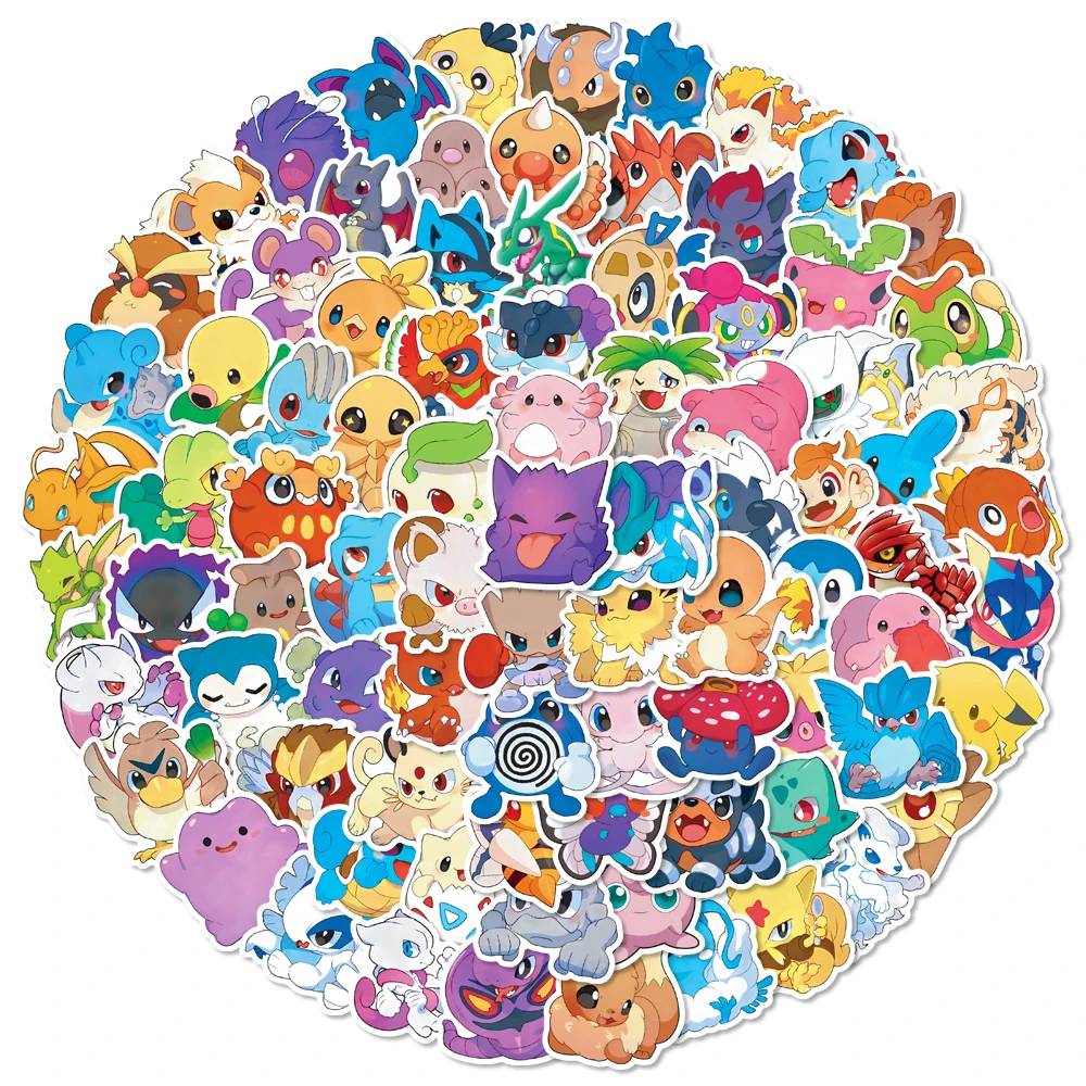 50/100 Pezzi Adesivi Pokemon Kawaii Pikachu per Cancelleria, Laptop, Bicicletta, Chitarra, Impermeabili, Carini, Decorazioni per Bambini