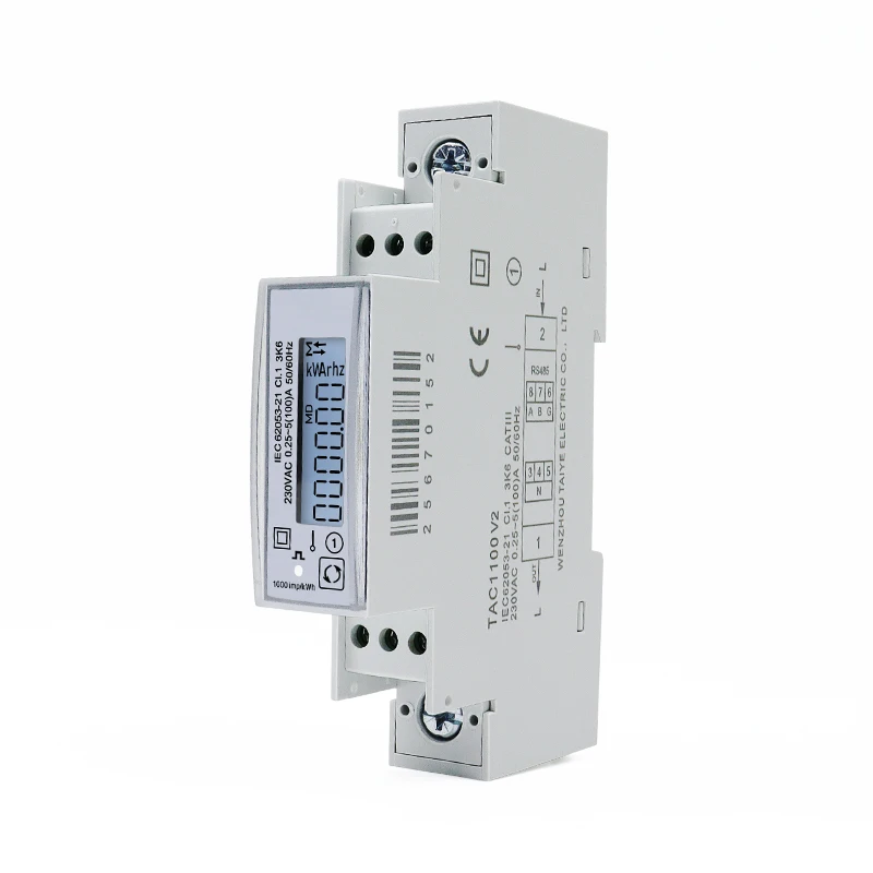 100a Enkele Fase 230V Din Rail Meter Elektriciteit Kwh Meter Multifunctionele Energiemeter Rs485 Modbus Rtu Meter Tac1100