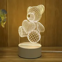 3D 아크릴 곰 램프 USB LED 야간 조명 침실 홈 크리스마스 장식 생일 웨딩 선물 창의적인 곰 디자인