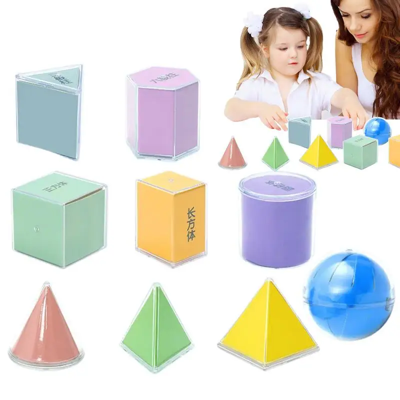 Ensemble de formes géométriques colorées 3D, manipulateurs amusants en classe, fournitures multifonctions pour enseignants de mathématiques pour l'école