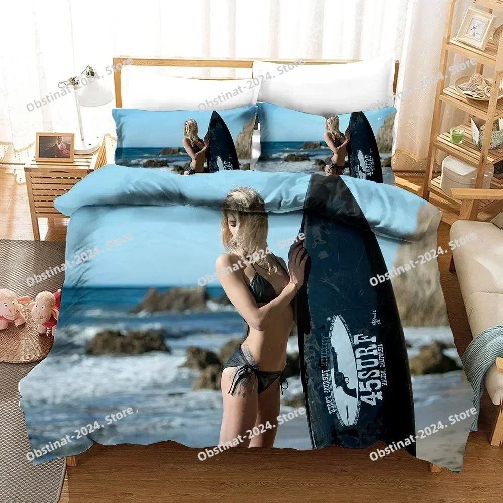 2025 Beach Surfing Bedding Set Scenery Comforter Fashion Modern 3D Print Luxury Duvet Cover Home Textile Queen King Single Size