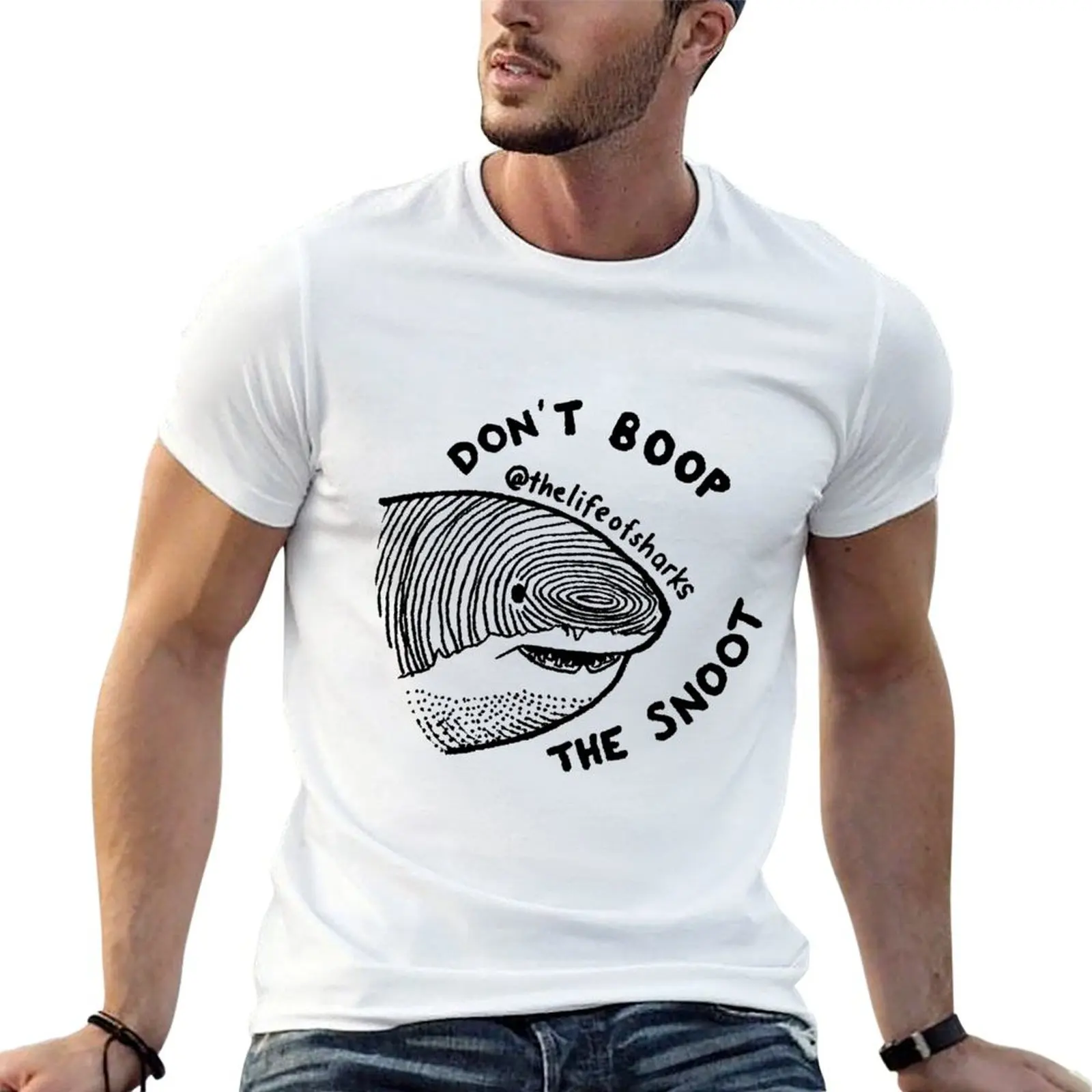 The Life of Sharks - Don't Boop the Snoot T-Shirt Active Sports Short Sleeve Cotton Shirt