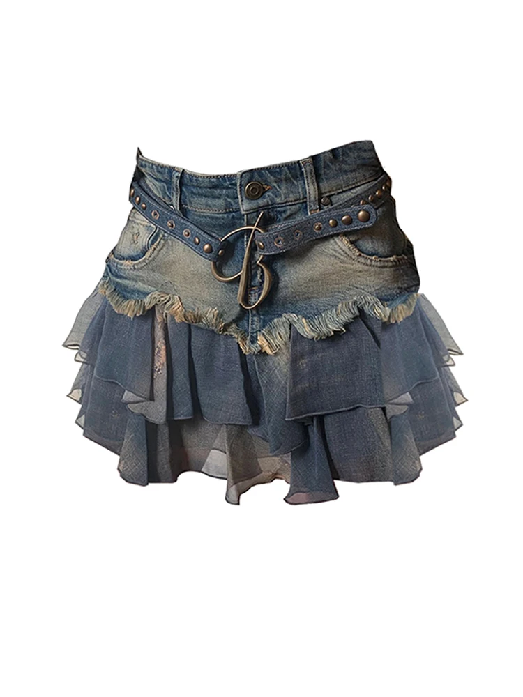 Women Patchwork Skirt Vintage Y2k Summer Skirt Harajuku Korean Style Streetwear Elegant Fashion A-line Mini Skirt Pippie Clothes