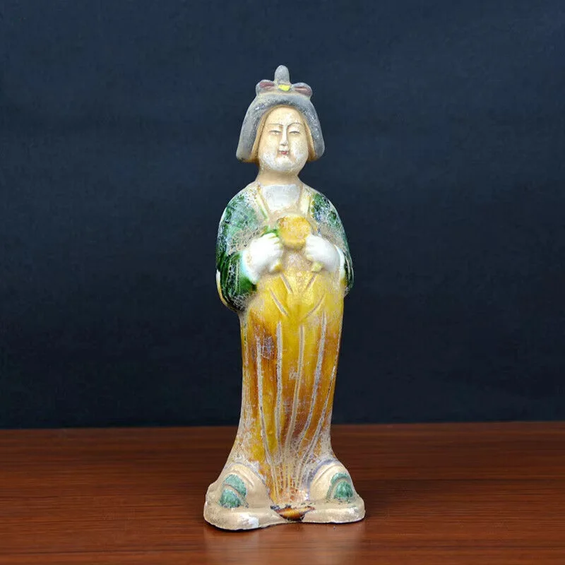 Figura de colección de porcelana antigua Luoyang Ceramics Tang Sancai Tang Lady
