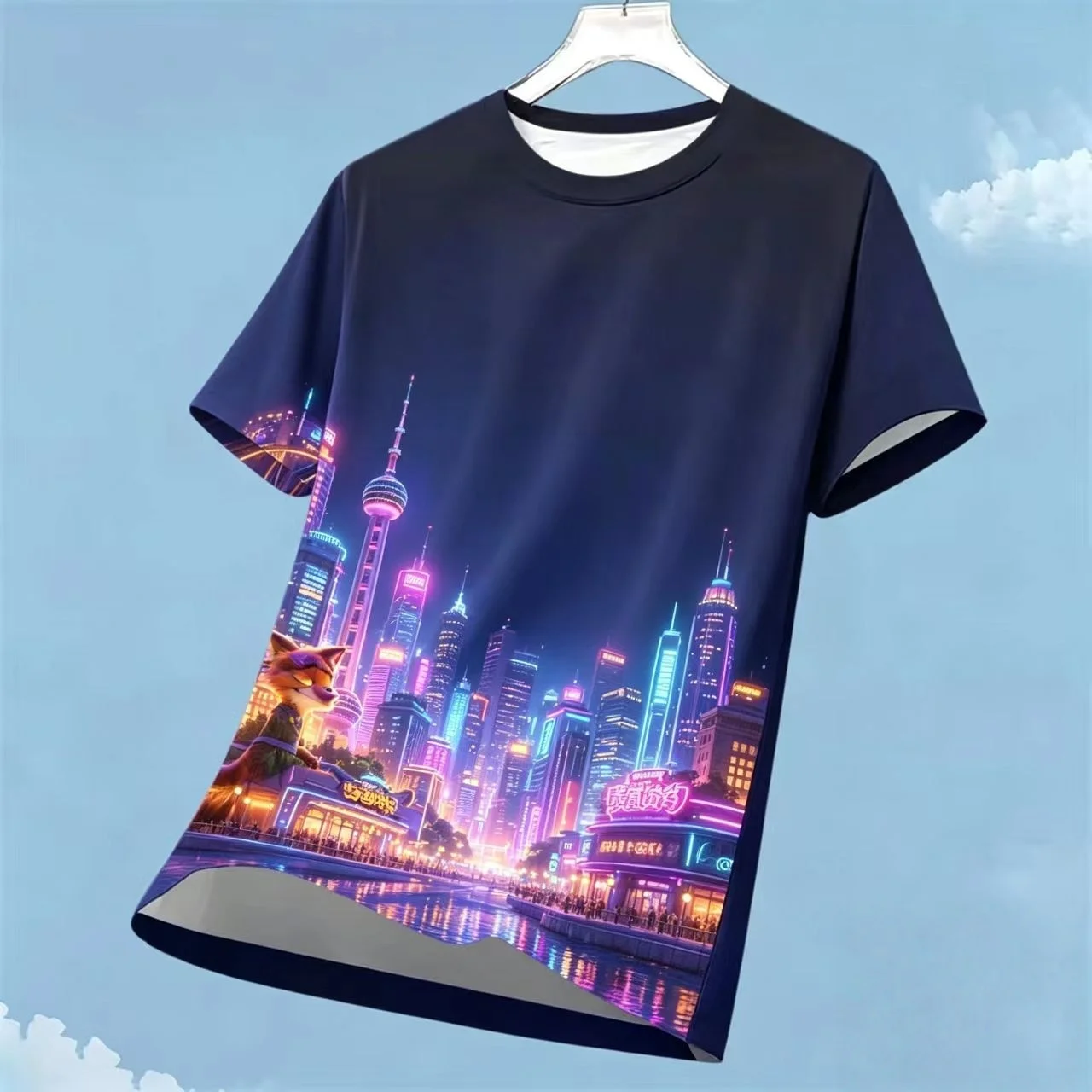 

Disney IP's collection Of Multiple Characters, Crazy Zootopia, Niche Design, Printed T-Shirt, Unisex Short Sleeved Top
