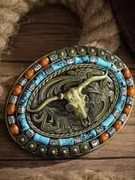 Western Belt Buckle Initial Vintage-Cowboy Rodeo Silver Large Belt Buckle for Men Women 5
