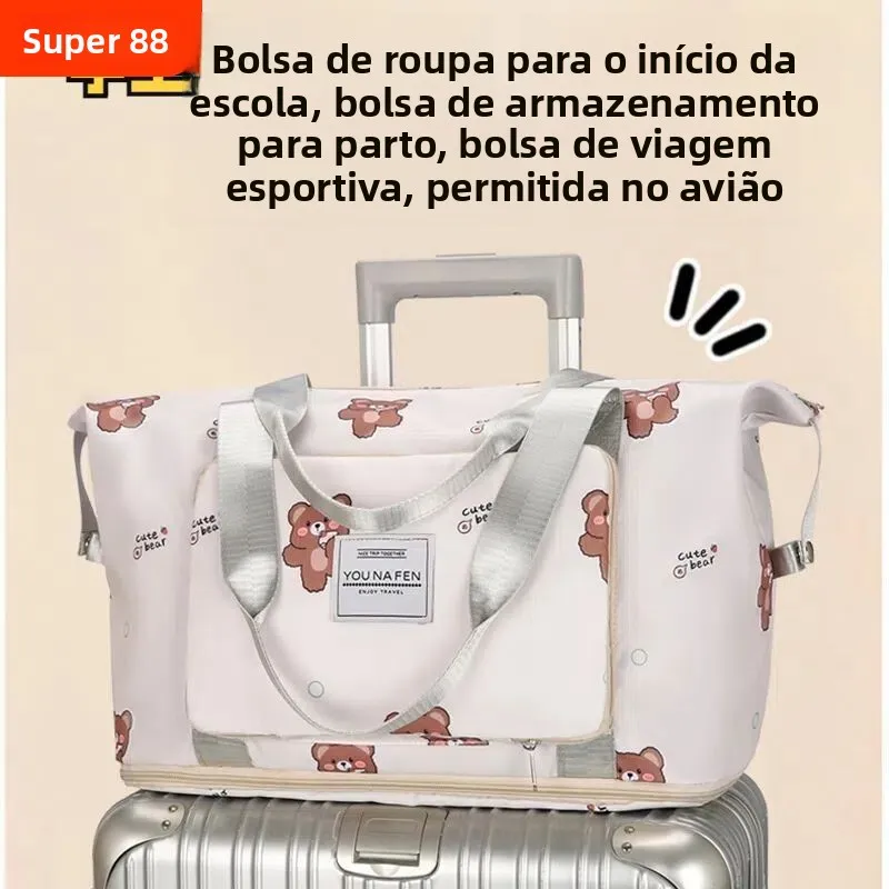 travel-bag-handbag-short-trip-pull-rod-on-board-large-capacity-storage-luggage-bag-cartoon-style-abs-pc-material-polyester-li