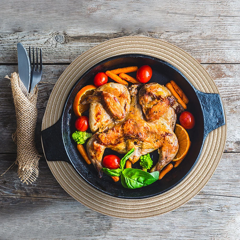 

8Pcs Round Woven Table Coasters Dining Table Placemats Heat Resistant Non Slip Cup Mats Kitchen Party Tableware Accessory