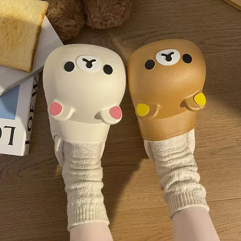 

Summer Cartoon Rilakkuma Shoes Cute Bear Cute Beach Shoes Slipper PVC Non-Slip Anti-Odor Wear Bag Head Sandals For Girl Gift