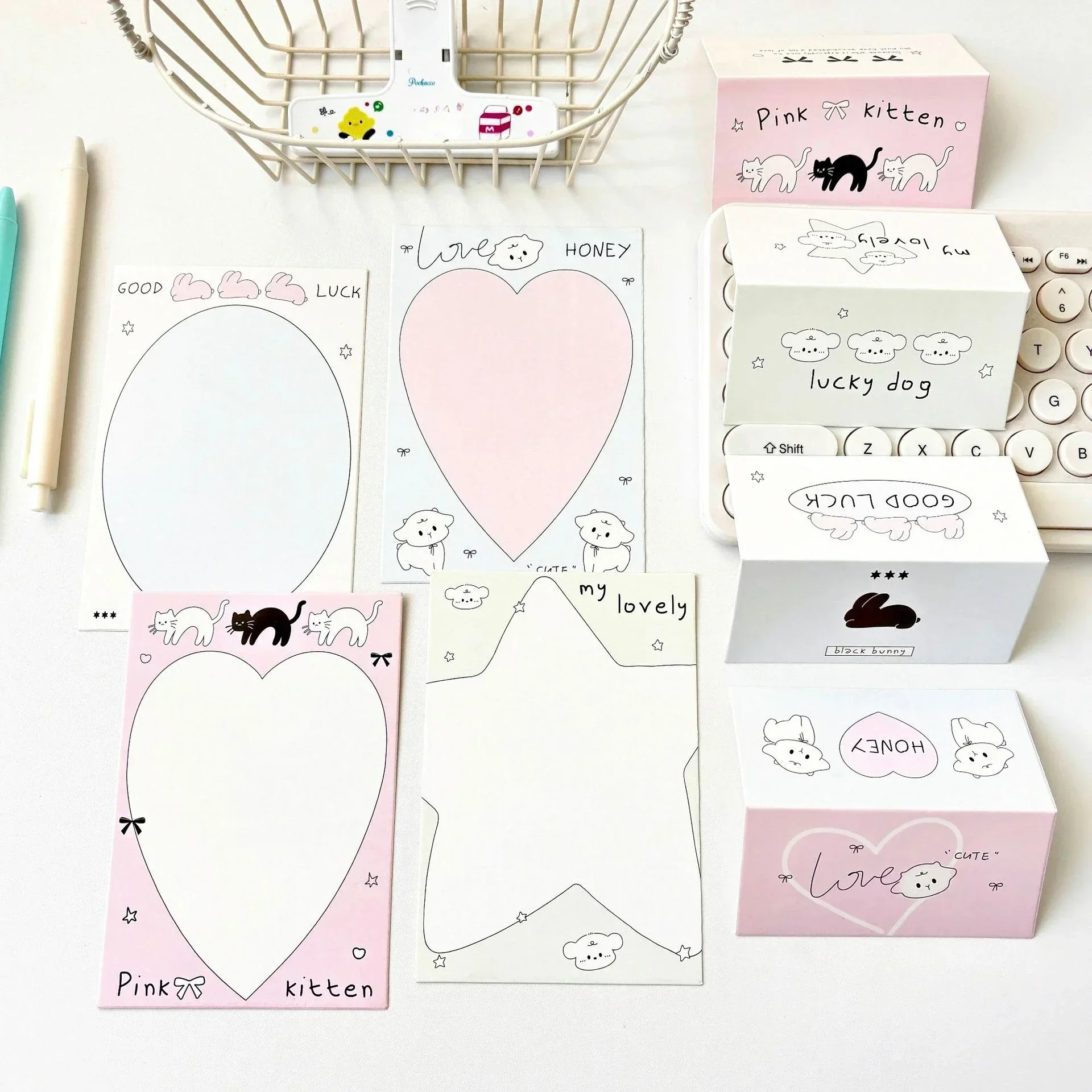 10Pcs Korean Ins Cute Cat Lamb Dog Card Head Card Back Kpop 3-inch Photocard Packing DIY Decor Material Card Package Cardboard