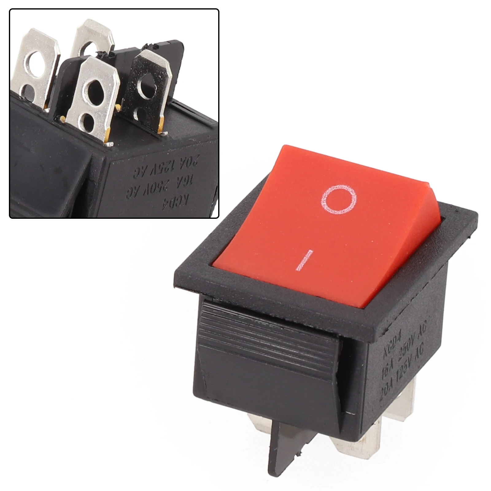 KCD4 Boat Shaped Switch High Power Operation with Red Light Indicator 4Pin Configuration Long lasting 31 * 25MM Design