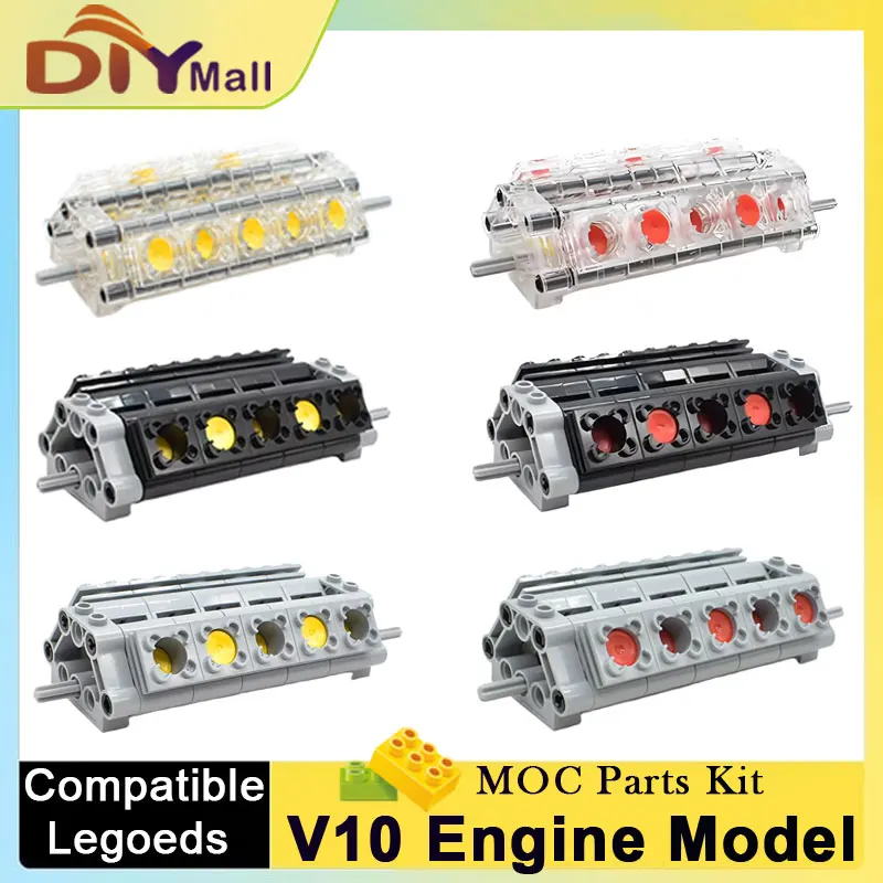 

MOC V10 Engine Model Kit-DIY Building Blocks with Moving Pistons Compatible with Legoeds STEM Educational Toy for Adults