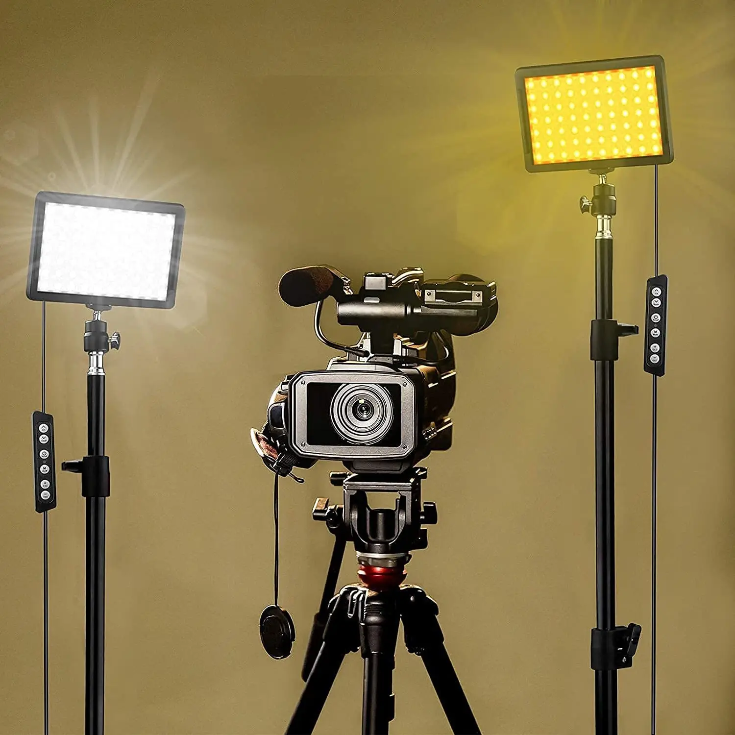 Bi-Color Studio LED Video Light Photography Lighting 97 CRI With Tripod Stand 4 Color RGB Filters For Live Angle Shooting