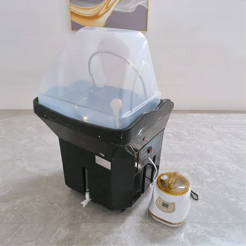 Movable Basin Head Therapy Supporting Massage Couch Facial Bed Fumigation Water Circulation Shampoo Machine