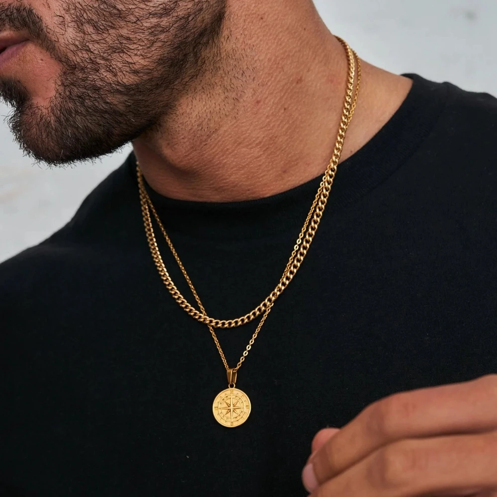 SGMAN 2024 Trendy DIY Custom Stainless Steel Compass Pendant Charms for Men Jewelry Making Chain Gift Gold Color Free Shipping view 4