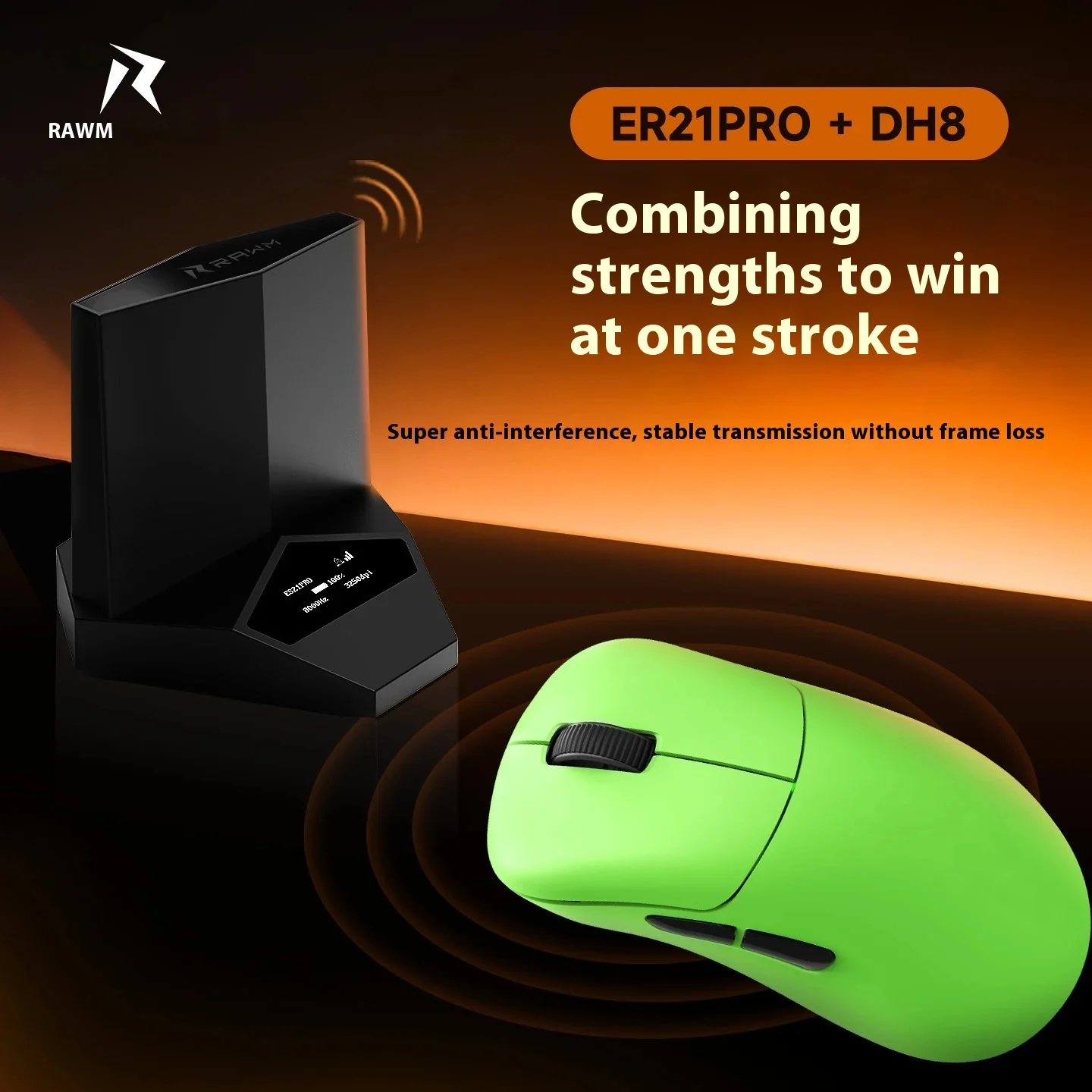 Ratón inalámbrico Rawm ER21 Pro, ratón de modo Dual, velocidad de orollamiento de 8000Hz, ratón para juegos Paw3950 Nordic52840, accesorios ligeros para PC