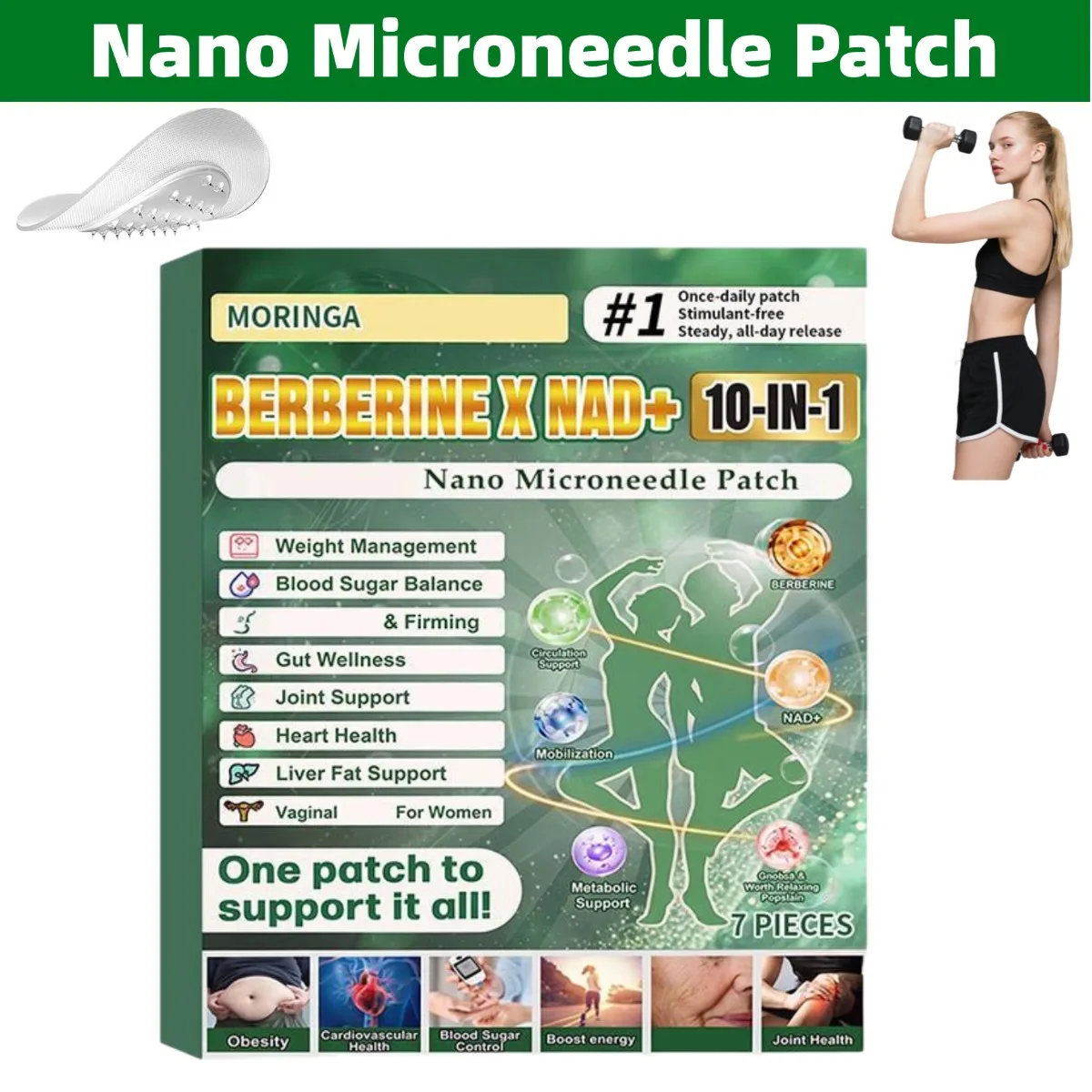 70Pcs Advanced Skin Care Patch,Nano Microneedle Weight Management Sticker,Green & Safe Non-Invasive Wellness Slimming Aid Patch