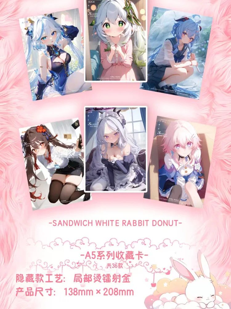 Big White Rabbit New A5 Size Goddess Card Hobby Anime Waifu Board Raiden Yae Hutao Doujin Rare LSP Card Toy Gifts