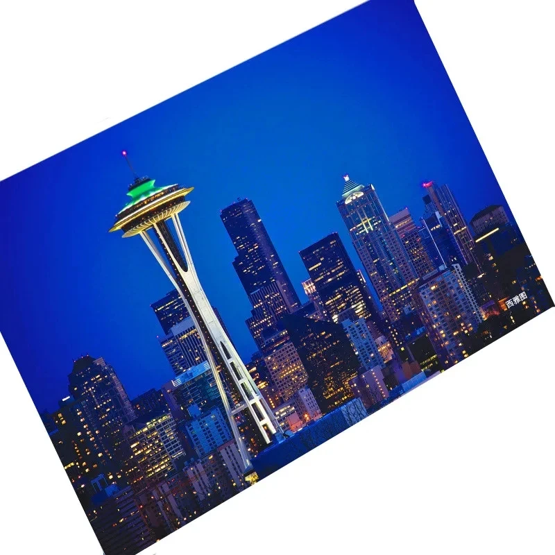 6 Sheets/LOT Beautiful Seattle HD Photography Postcards Greeting Card DIY Message Card Gift Decorative Card Wish Postal Card