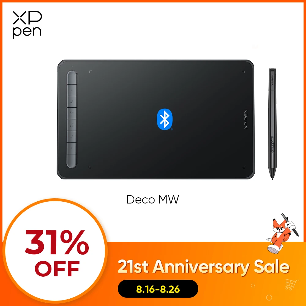 Xppen deco mw tablets de desenho digital sem fio 8*5 polegadas tablet gráfico bluetooth 5.0 suporte 60 inclinação windows mac android