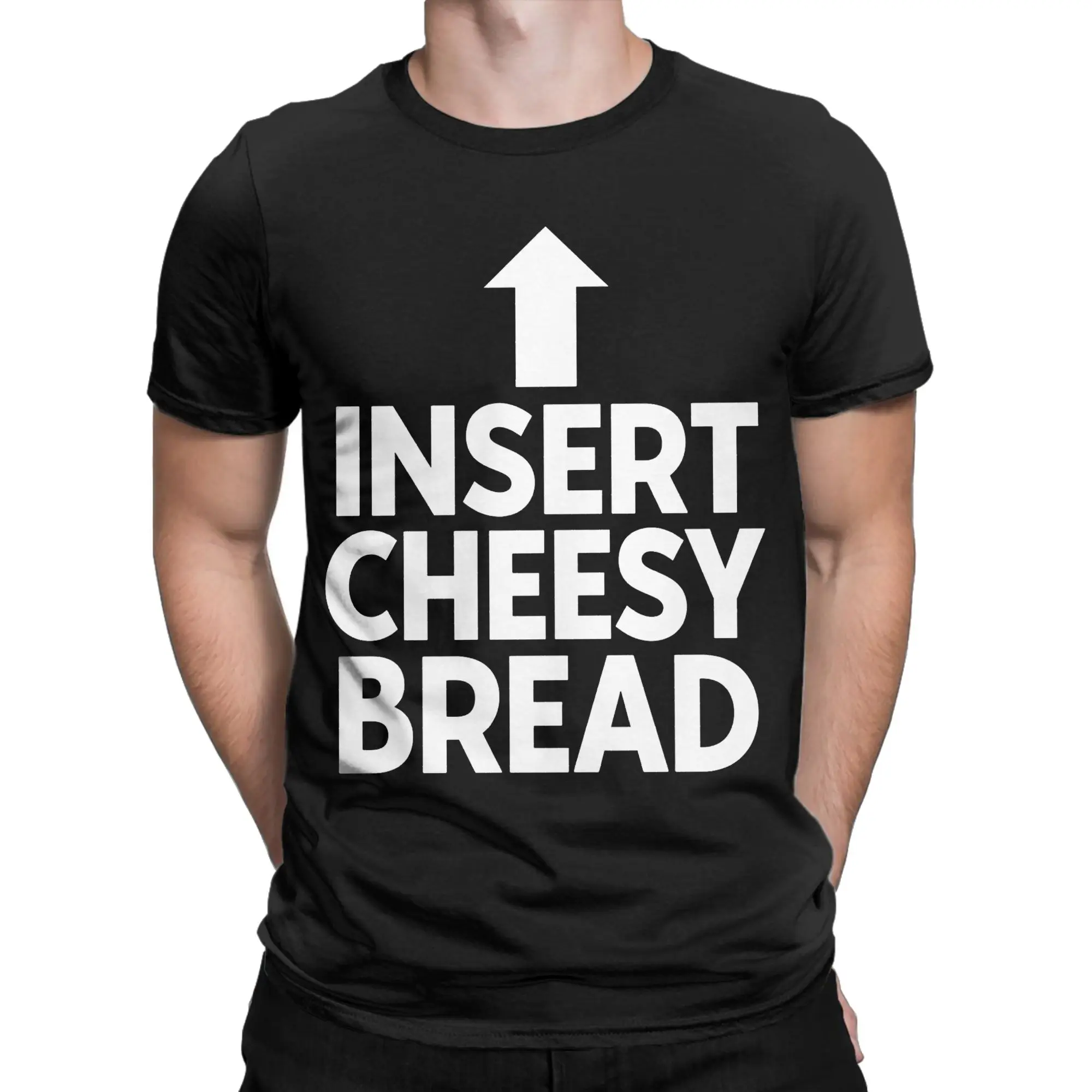 Leisure INSERT CHEESY BREAD T-Shirts Men Round Neck Pure Cotton T Shirt  Short Sleeve Tees Summer Clothing
